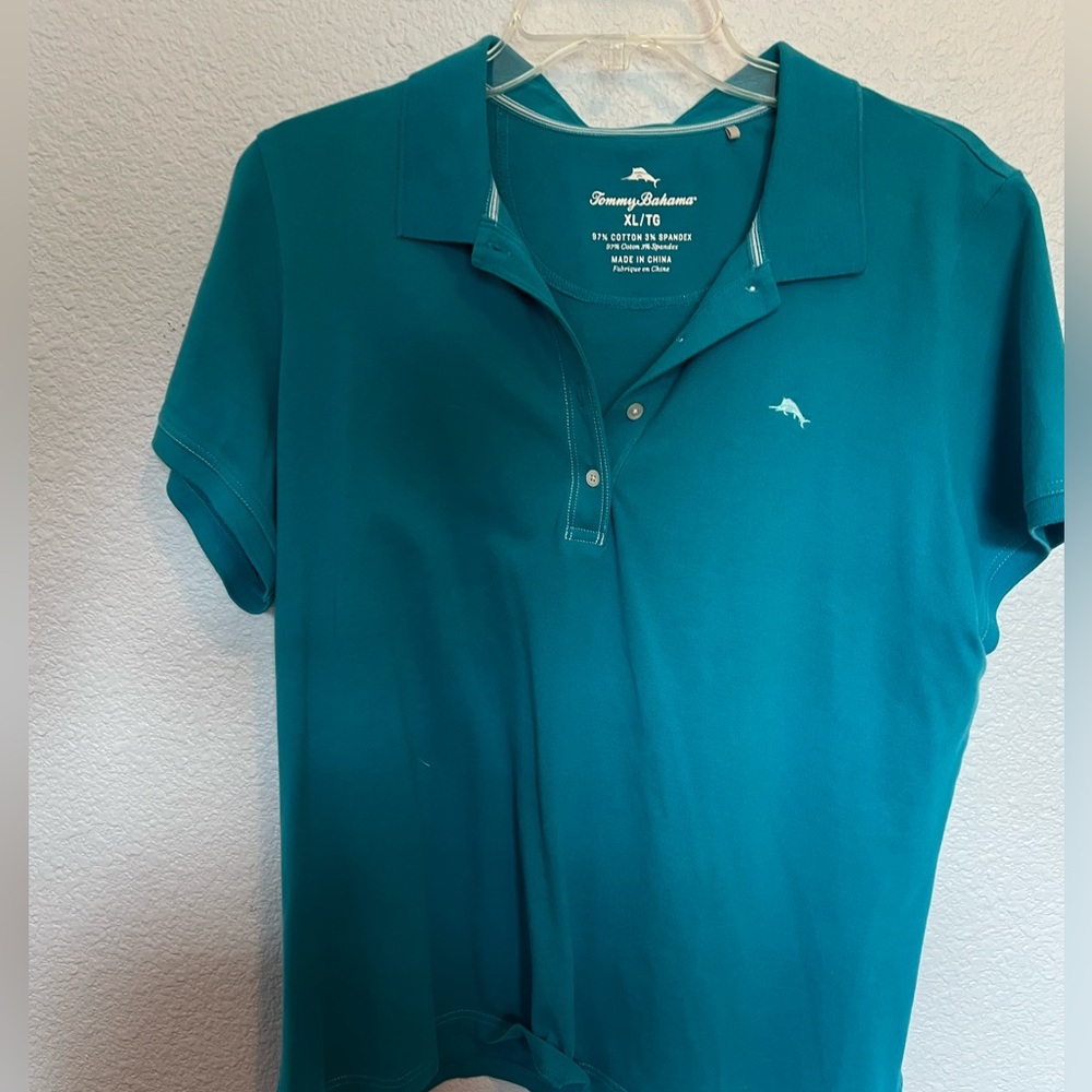 Tommy Bahama Ladies Polo Style or Golf Top Bright Blue Size XL